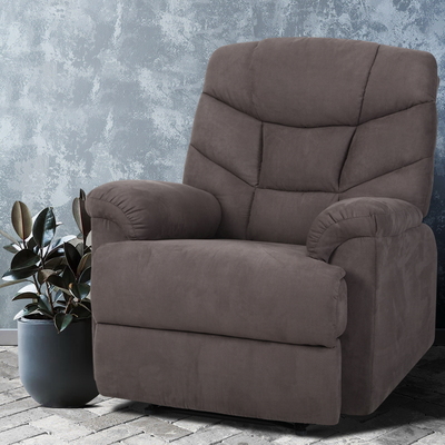  Recliner Chair Luxury Lounge Sofa Chairs Foam Padded Suede Fabric Armchair Couch Brown