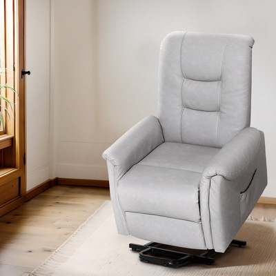 Recliner Chair Electric Lift Assist Chairs Dual Motor Sofa Leather Grey