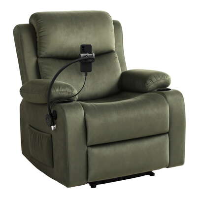 Recliner Chair Heated Massage Chair with Phone Holder Velvet