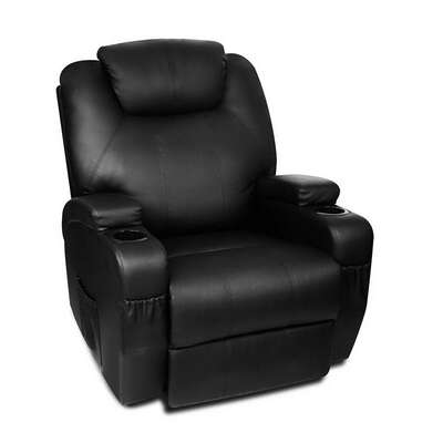 PU Leather Massage Armchair - Black