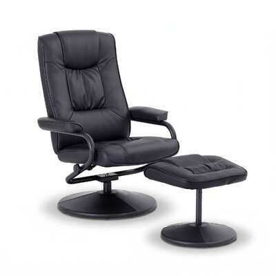 Swivel Recliner Chair Ottoman Set PU Leather | EXTG