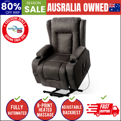 Recliner Chair Lift Assist Heated Massage Chair Velvet Rukwa