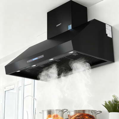 Commercial BBQ Range Hood 1200mm Dual Motor With Remote Control Black