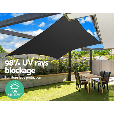 Instahut 3x4m Shade Sail Sun Shadecloth 280gsm Black