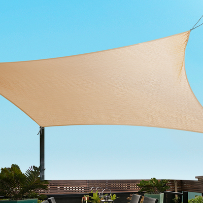 Instahut Shade Sail Cloth Rectangle Shadesail Heavy Duty Sand Sun Canopy 5x6m