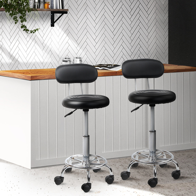  set of 2 Salon Stool Swivel Chair Backrest Barber Hairdressing Hydraulic Height