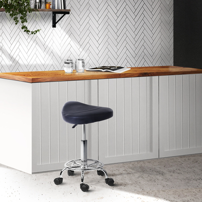 PU Leather Swivel Saddle Salon Chair - Black