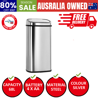 68L Motion Sensor Bin Rubbish Automatic Silver