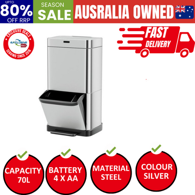 70L Motion Sensor Bin Pedal Bins Automatic Siver
