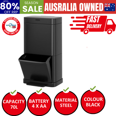 70L Motion Sensor Bin Pedal Bins Automatic Black
