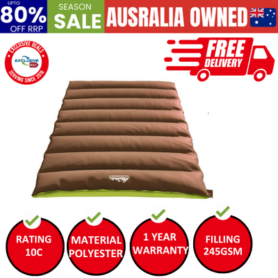 Sleeping Bag Double Bags Thermal Camping Hiking Tent Brown -5°C