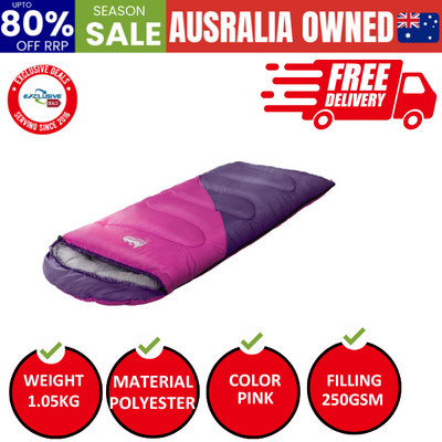 Sleeping Bag Kids Single 172Cm Thermal Camping Hiking Pink