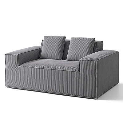 2 Seater Sofa Bed Corduroy Grey Loveseat Couch No Assembly Compact