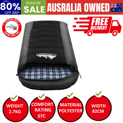 Weisshorn Sleeping Bag Bags Single Camping Hiking -20°C to 10°C Tent Winter Thermal Grey