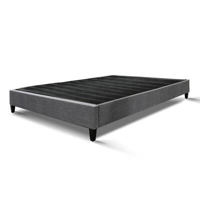 King Size Bed Base Frame Pine Wood Slats - Grey