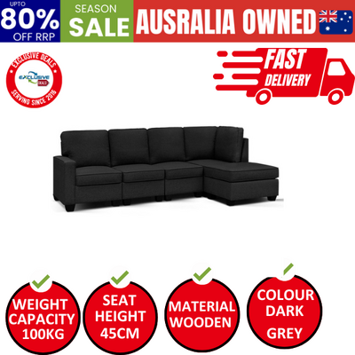 Modular Sofa Chaise Set 5-seater Dark Grey