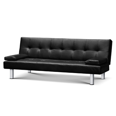  3 Seater PU Leather Reclining Lounge Chair - Black