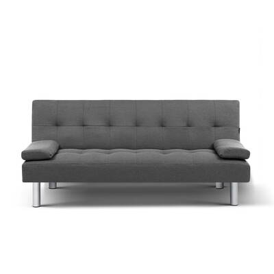 Sofa Bed Lounge Set 3 Seater Couch Futon Fabric Recline Chair Dark Grey