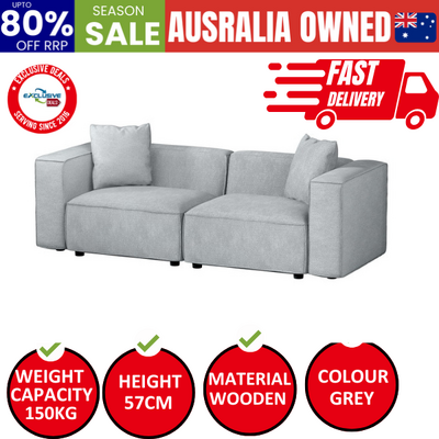 Modular Sofa Chaise Set 2-Seater Grey