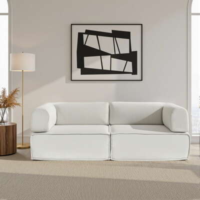 Convertible Folding Sofa Bed Beige Sleeper Couch Space-Saving Sofa Lounge Guest Bed