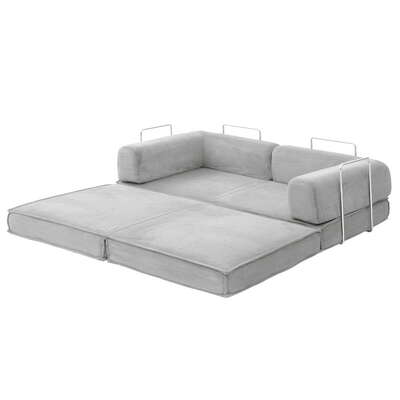 Grey Folding Sofa Bed Convertible Comfortable Modern Living Room Chair