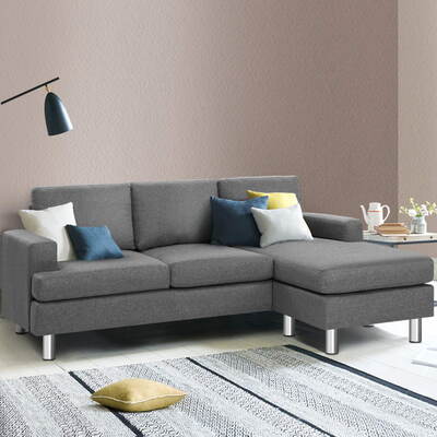  Sofa Lounge Set Couch Futon Corner Chaise Fabric 3 Seater Suite Grey