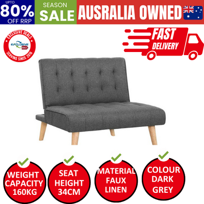 Sofa Bed Lounge Chair Couch 1 Seater Recliner Futon Bed Set Linen Grey