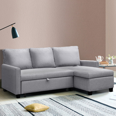  3 Seater Fabric Sofa Bed with Storage  - Grey
