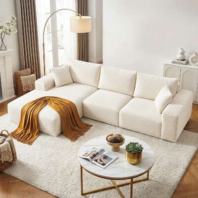 3 Seater Modular Corduroy Sofa Bed L-Shape | EXTG