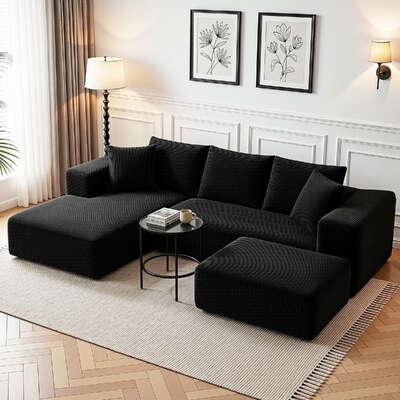 Modular Sectional Sofa Bed Corduroy Ottoman | EXTG