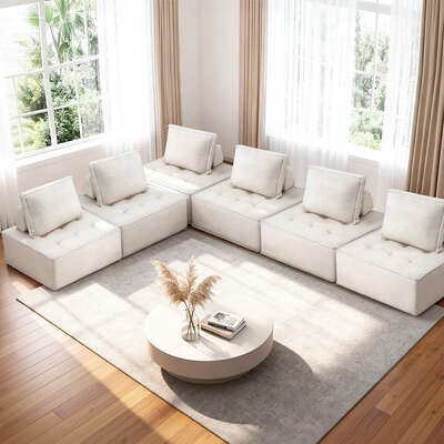 6-Seater Floor Sofa Lounge Chair With Pillows Foldable Tatami Recliner Living Room Bedroom
