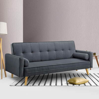  3 Seater Fabric Sofa Bed - Charcoal