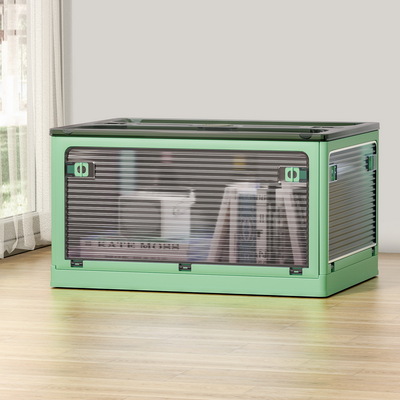 Storage Box Container Foldable Stackable 5 Sides Open Transparent 82L