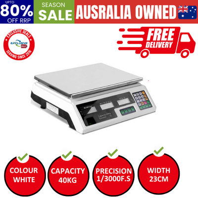 Scales Digital Kitchen 40Kg Weighing Scales Platform Scales Lcd White
