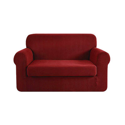 2-piece Sofa Cover Elastic Stretch Couch Covers Protector 2 Steater Burgundy