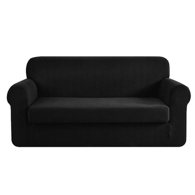 2-piece Sofa Cover Elastic Stretch Couch Covers Protector 3 Steater Black