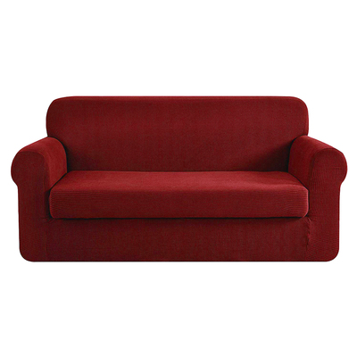 2-piece Sofa Cover Elastic Stretch Couch Covers Protector 3 Steater Burgundy