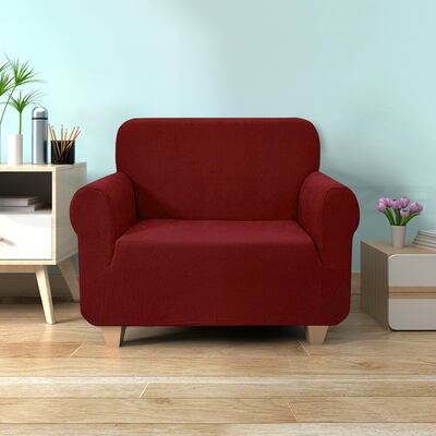  High Stretch Sofa Cover Couch Protector Slipcovers 1 Seater Burgundy