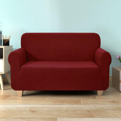  High Stretch Sofa Cover Couch Protector Slipcovers 2 Seater Burgundy