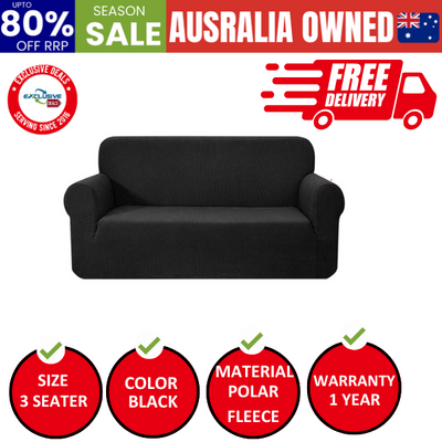 Sofa Cover Couch Covers 3 Seater High Stretch Black