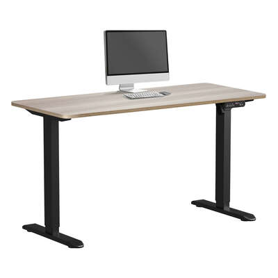 Electric Standing Desk 140CM Single Motor Height Adjustable Black Grey Oak