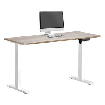 Electric Standing Desk 140CM Single Motor Height Adjustable White Grey-Oak