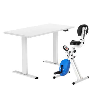 Under Desk Folding X-Bike 140cm Magnetic Resistance White for Standing Desk