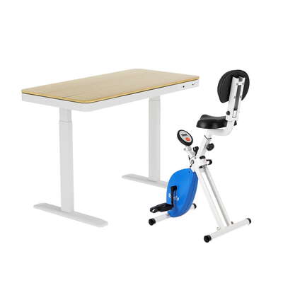 Under Desk Folding X-Bike 120cm Magnetic Resistance Oak for Standing Desk