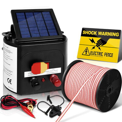 Fence Energiser 5Km Solar Powered Electric 400M Poly Tape Insulator
