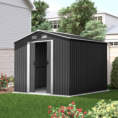 Giantz 2.57 x 3.12m Garden Shed with Roof - Grey