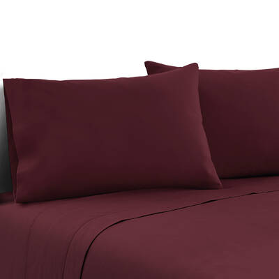 Giselle Bedding King Burgundy 4pcs Bed Sheet Set Pillowcase Flat Sheet