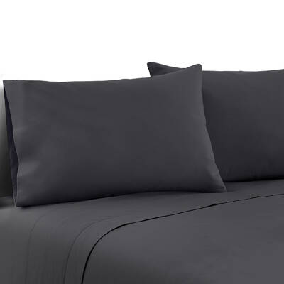 Giselle Bedding Double Charcoal 4pcs Bed Sheet Set Pillowcase Flat Sheet