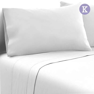 Giselle Bedding King Size 4 Piece Micro Fibre Sheet Set - White