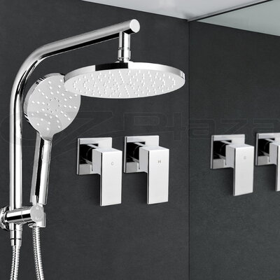 Chrome Handheld Round High Pressure Rain Shower Head Set with Twins Tap